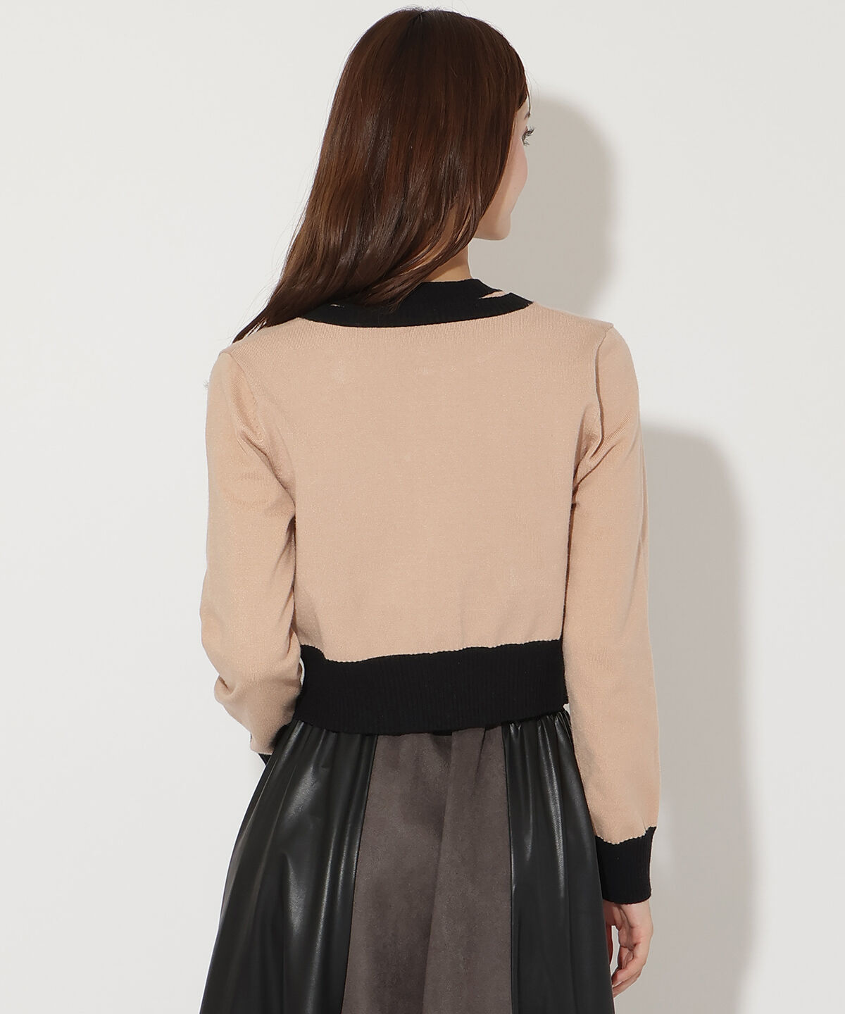 アンドクチュール「バイカラーアンサンブルニット」|カーディガン|