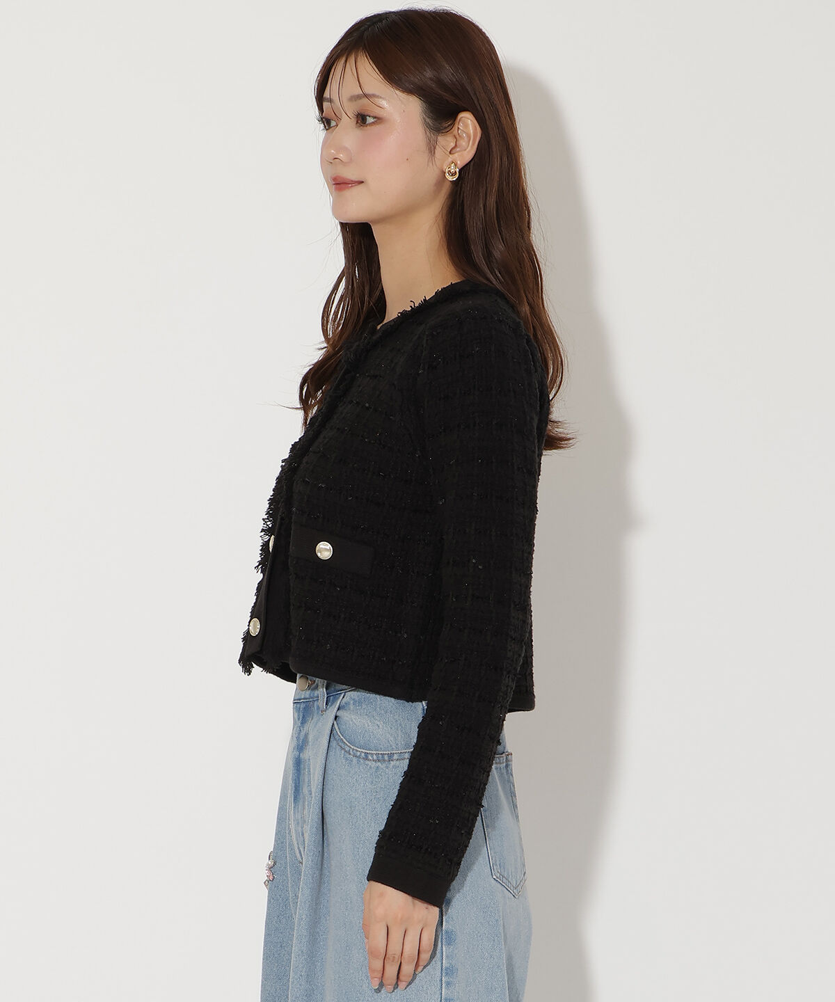 アンドクチュール「ツイードライクニットカーディガン」|カーディガン|