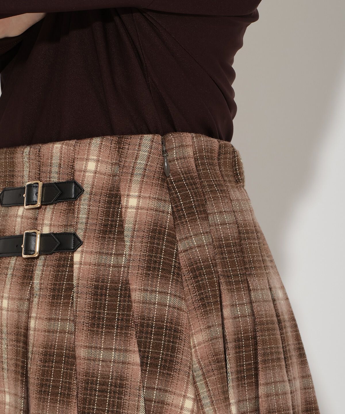 アンドクチュール「チェックミニスカート」|台形|