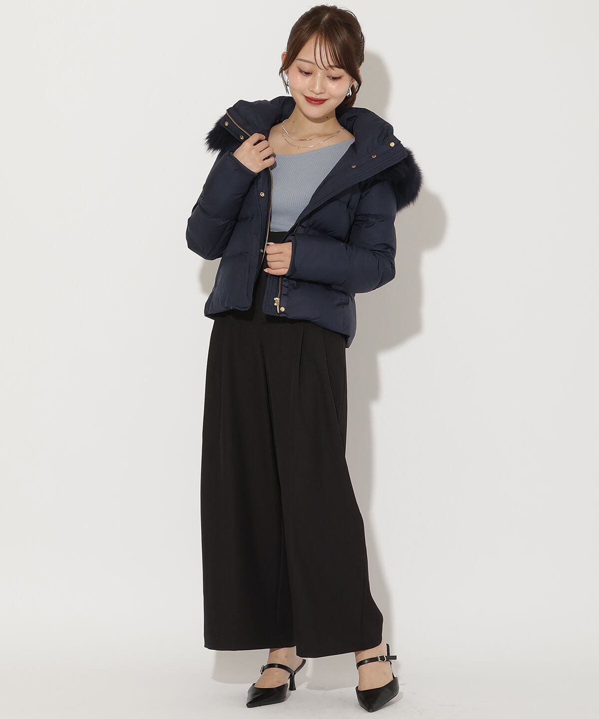 アンドクチュール「FOXファー付きショートダウン」|ダウン|