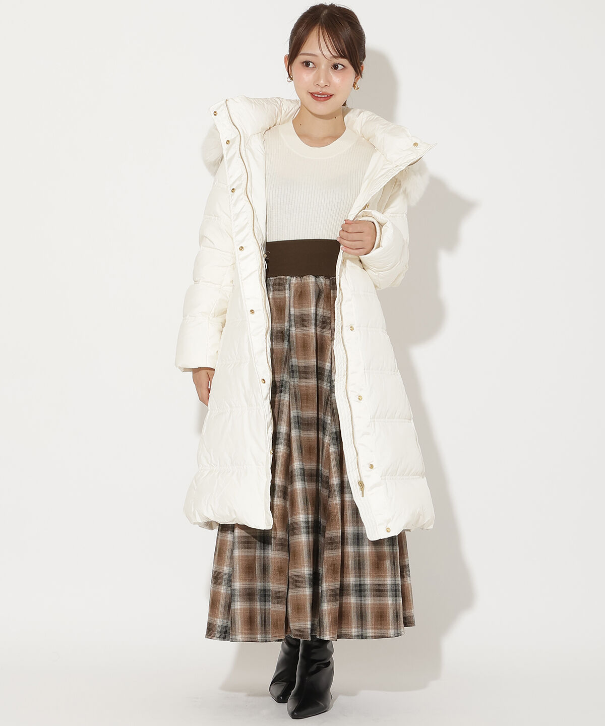 アンドクチュール「FOXファー付きミドルロングダウン」|ダウン|オフ