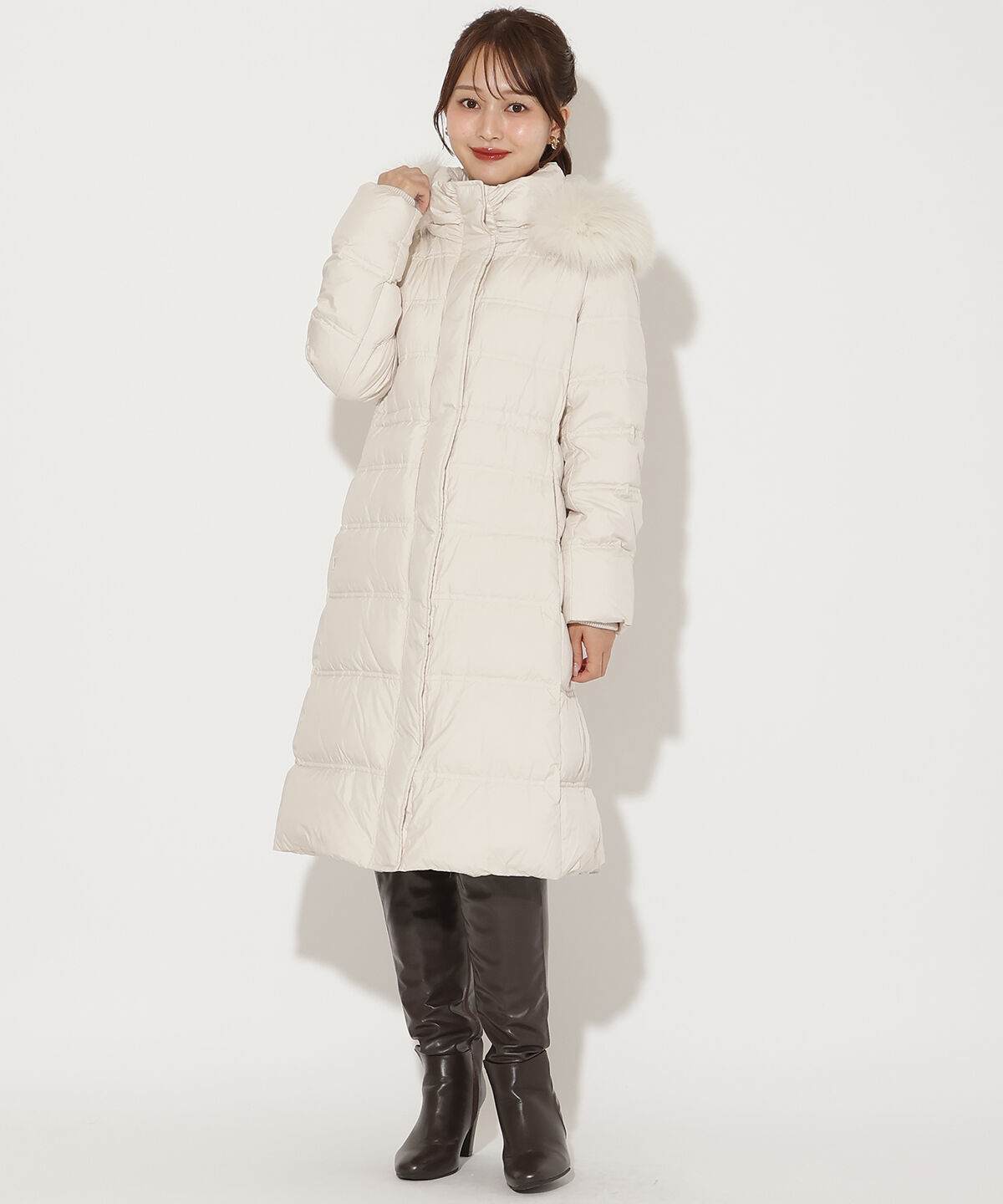 アンドクチュール「FOXファー付きミドルロングダウン」|ダウン|