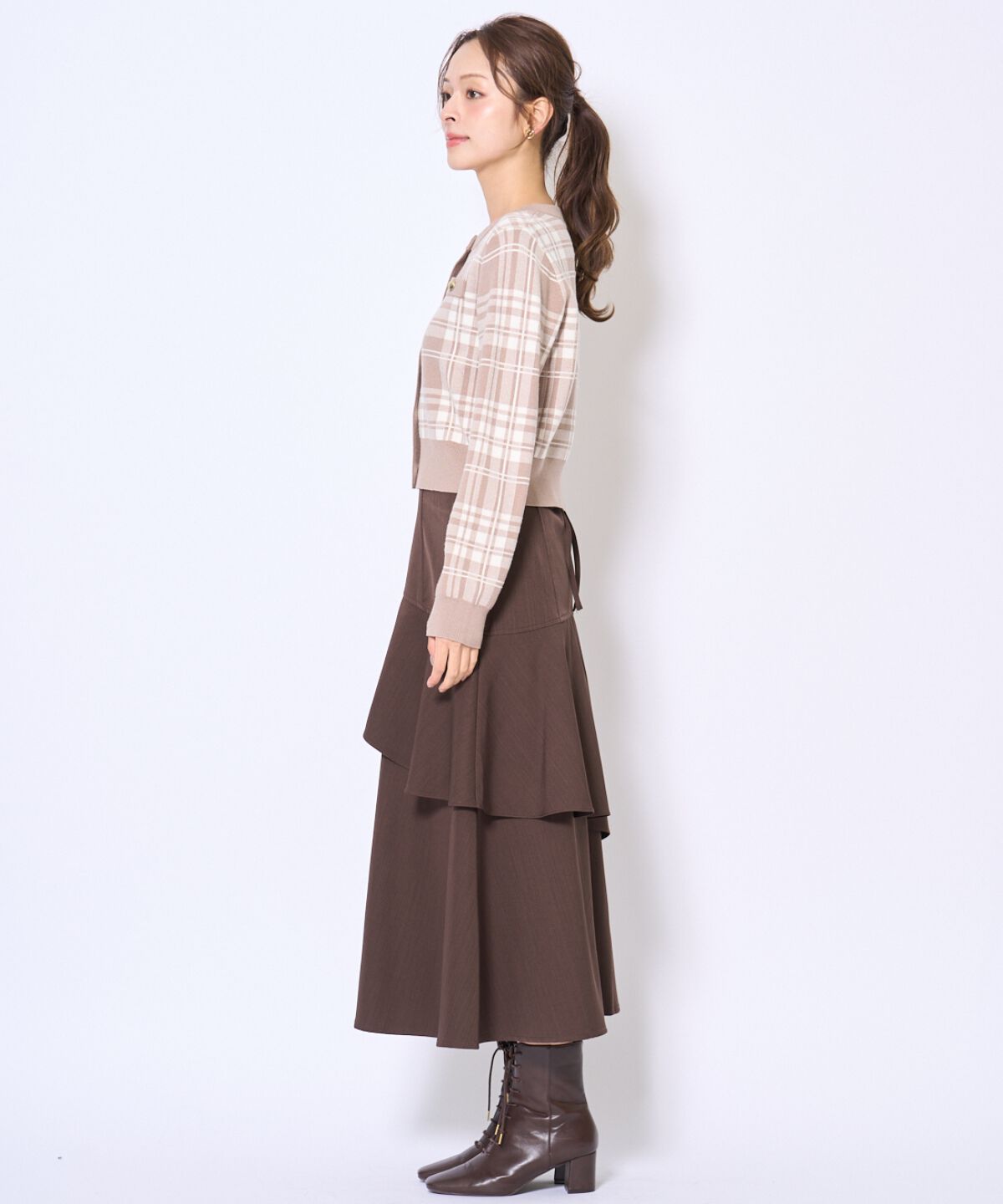 アンドクチュール「チェックジャガードニットカーディガン」|カーディガン|