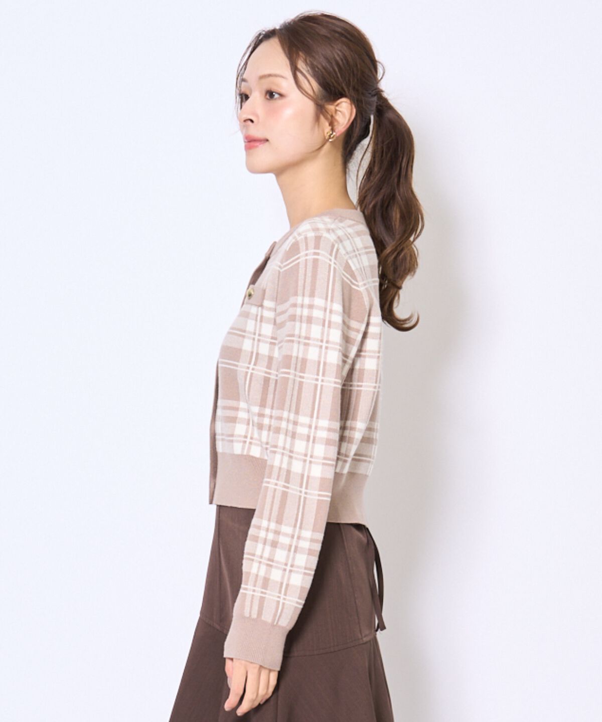 アンドクチュール「チェックジャガードニットカーディガン」|カーディガン|