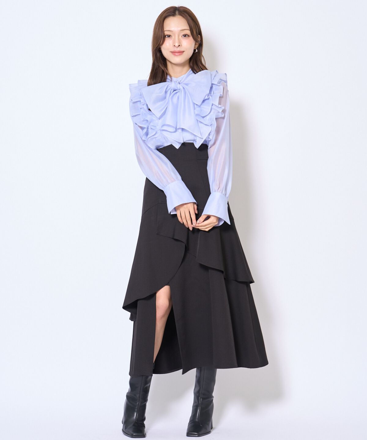 アンドクチュール「インナーミニティアードスカート」|フレア|ブラック