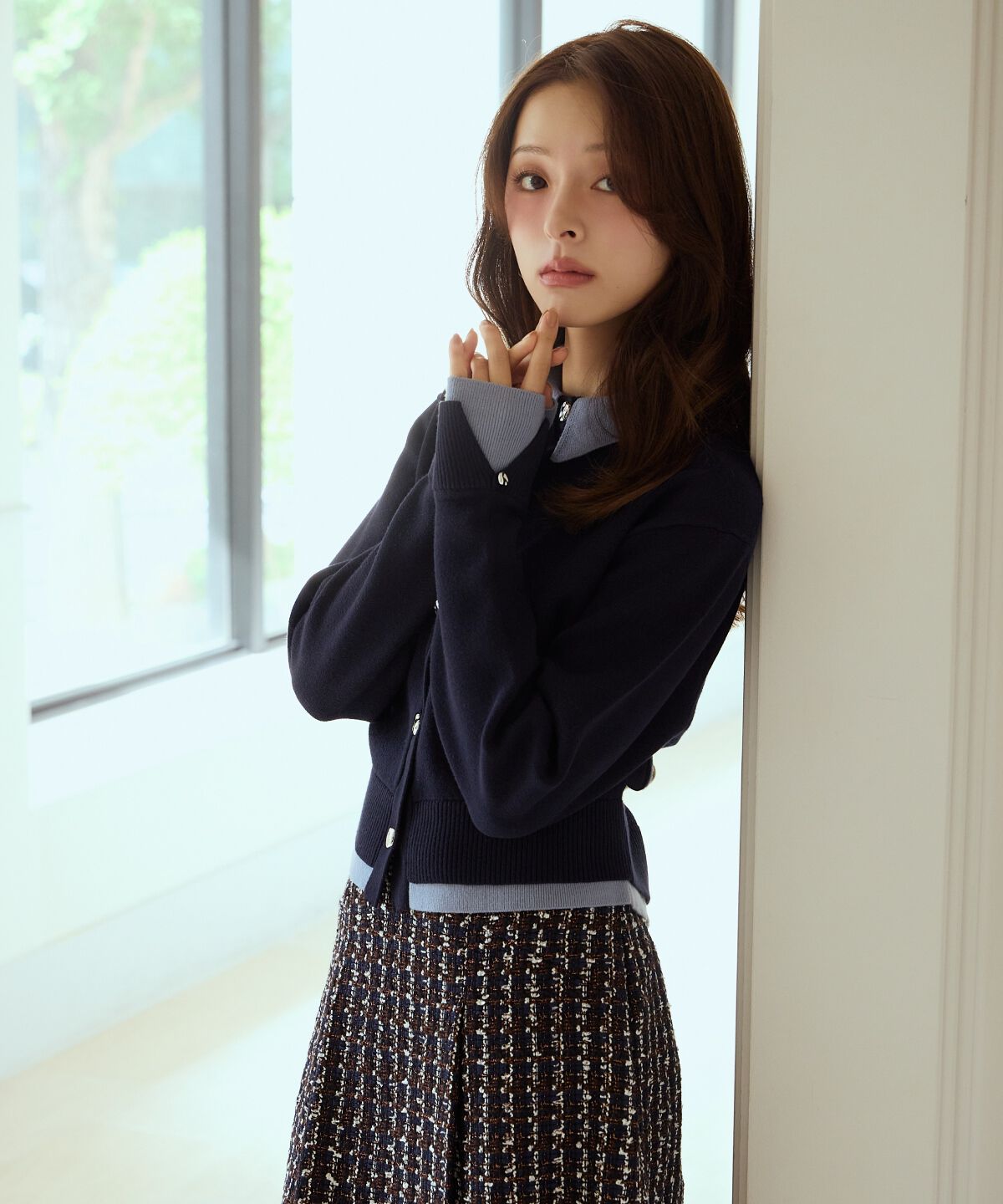 アンドクチュール「レイヤードライクニットカーデ」|カーディガン|