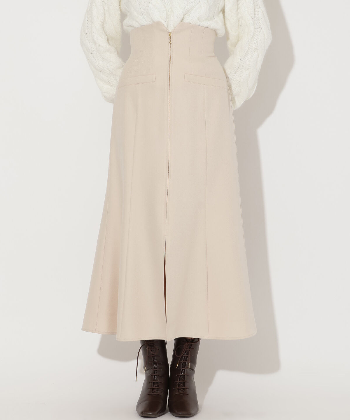 アンドクチュール「フロントZIPマーメイドスカート」|フレア|