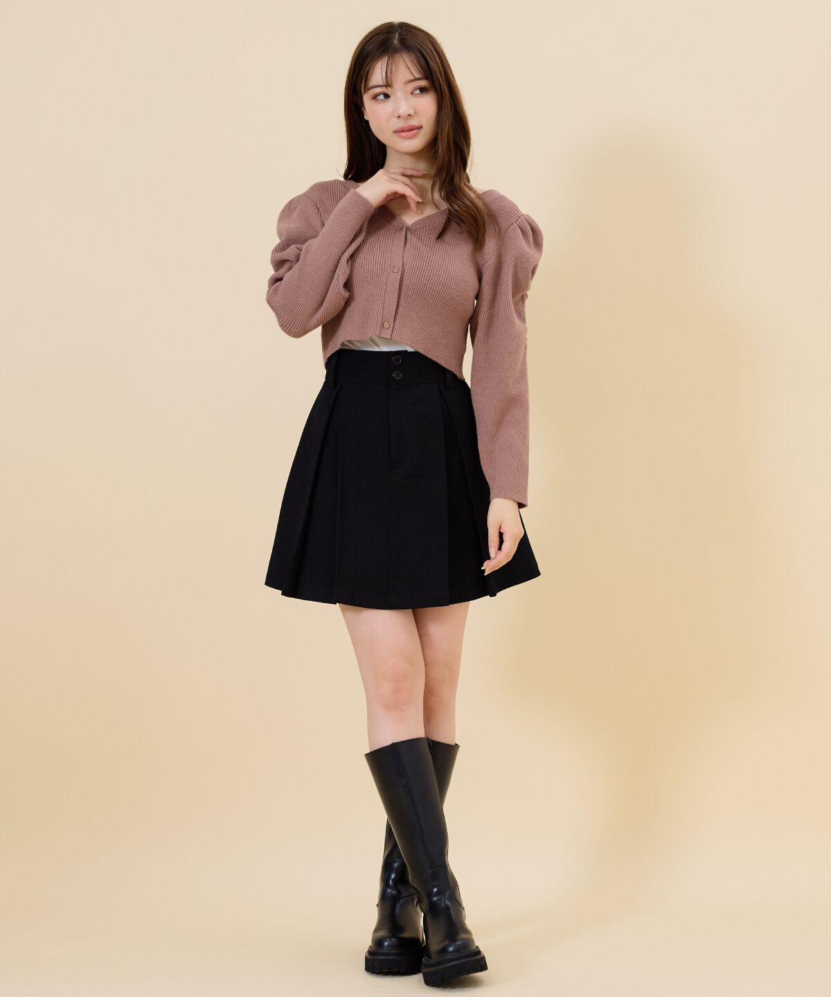 REDYAZEL「ボリュームショルダーリブカーディガン」|カーディガン|