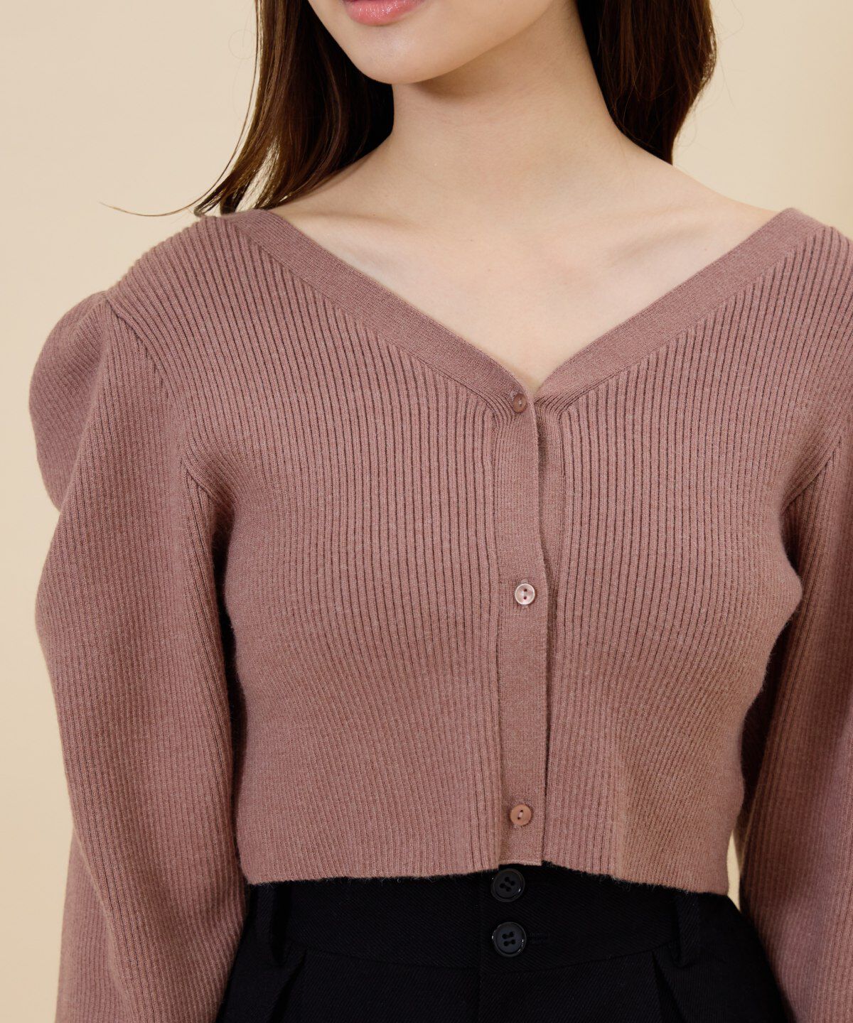 REDYAZEL「ボリュームショルダーリブカーディガン」|カーディガン|