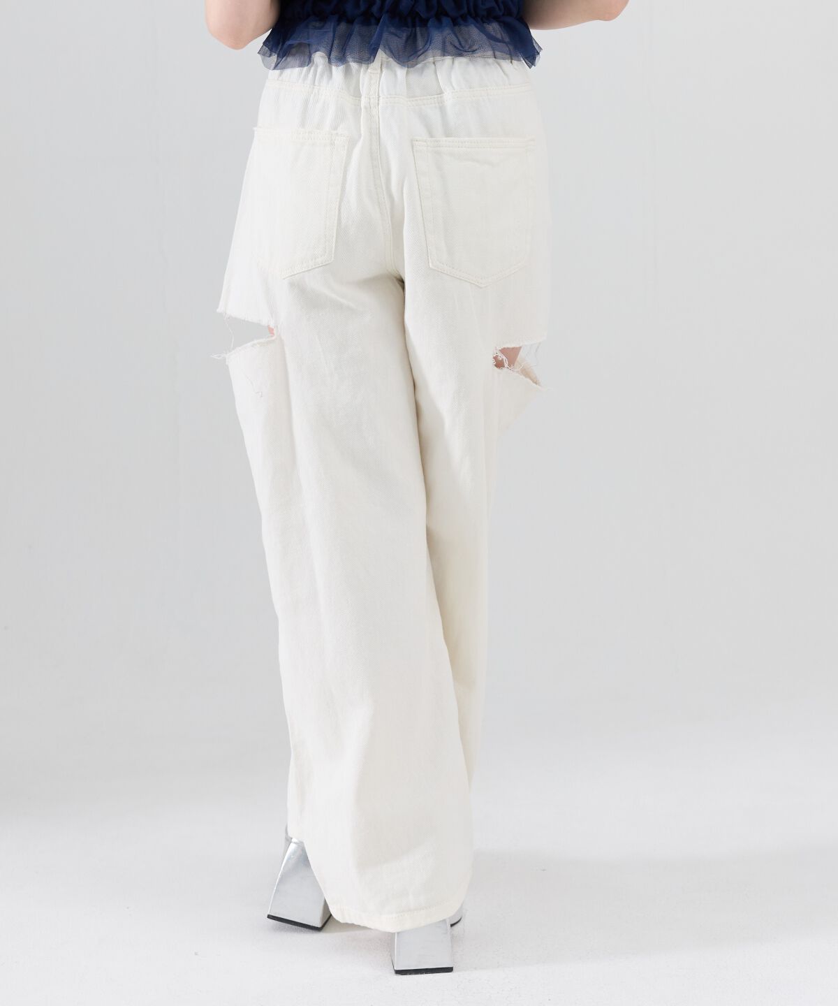 REDYAZEL「サイドダメージワイドパンツ」|デニム|