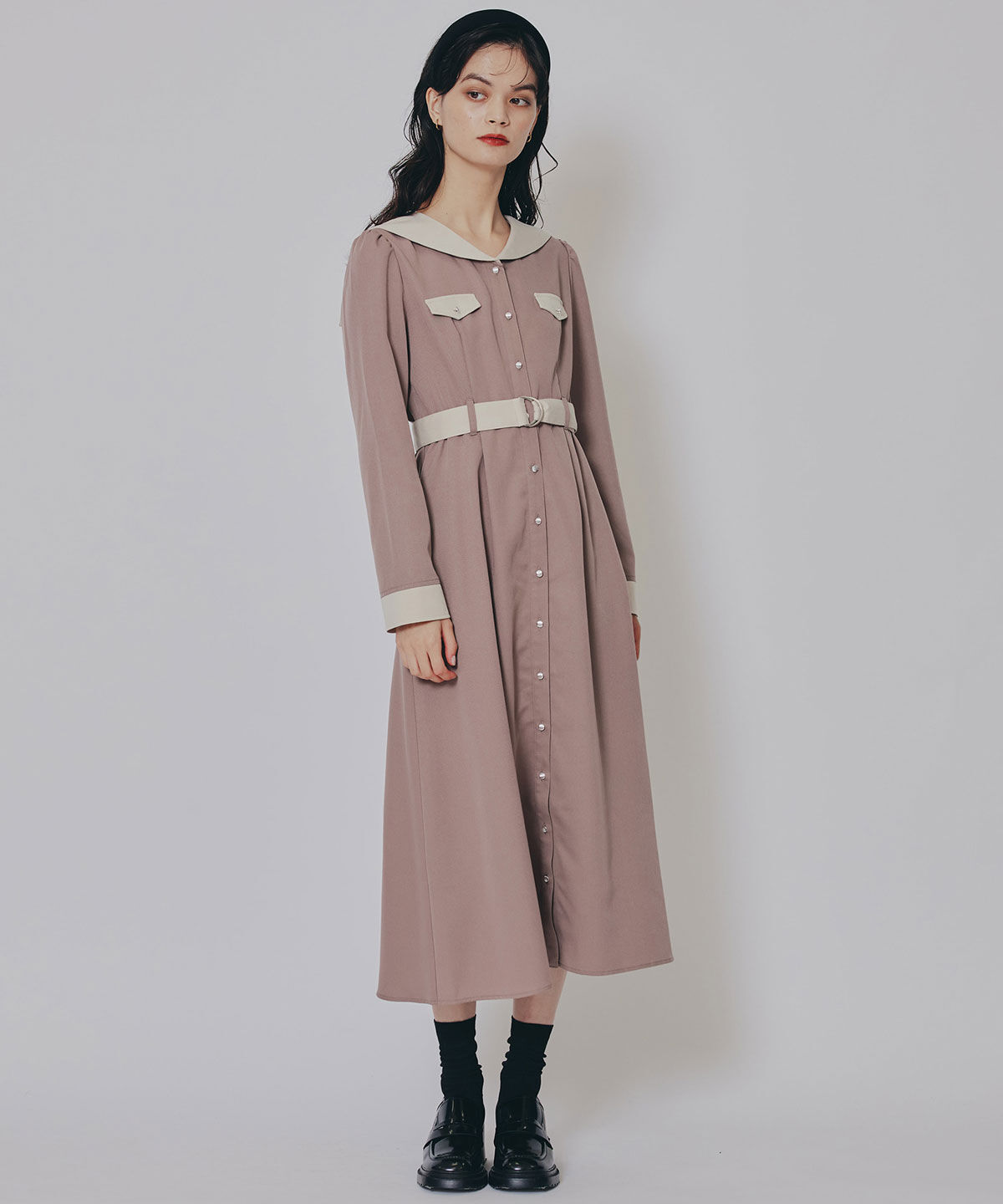 REDYAZEL「BIGセーラーカラーロングワンピース」|ワンピース|