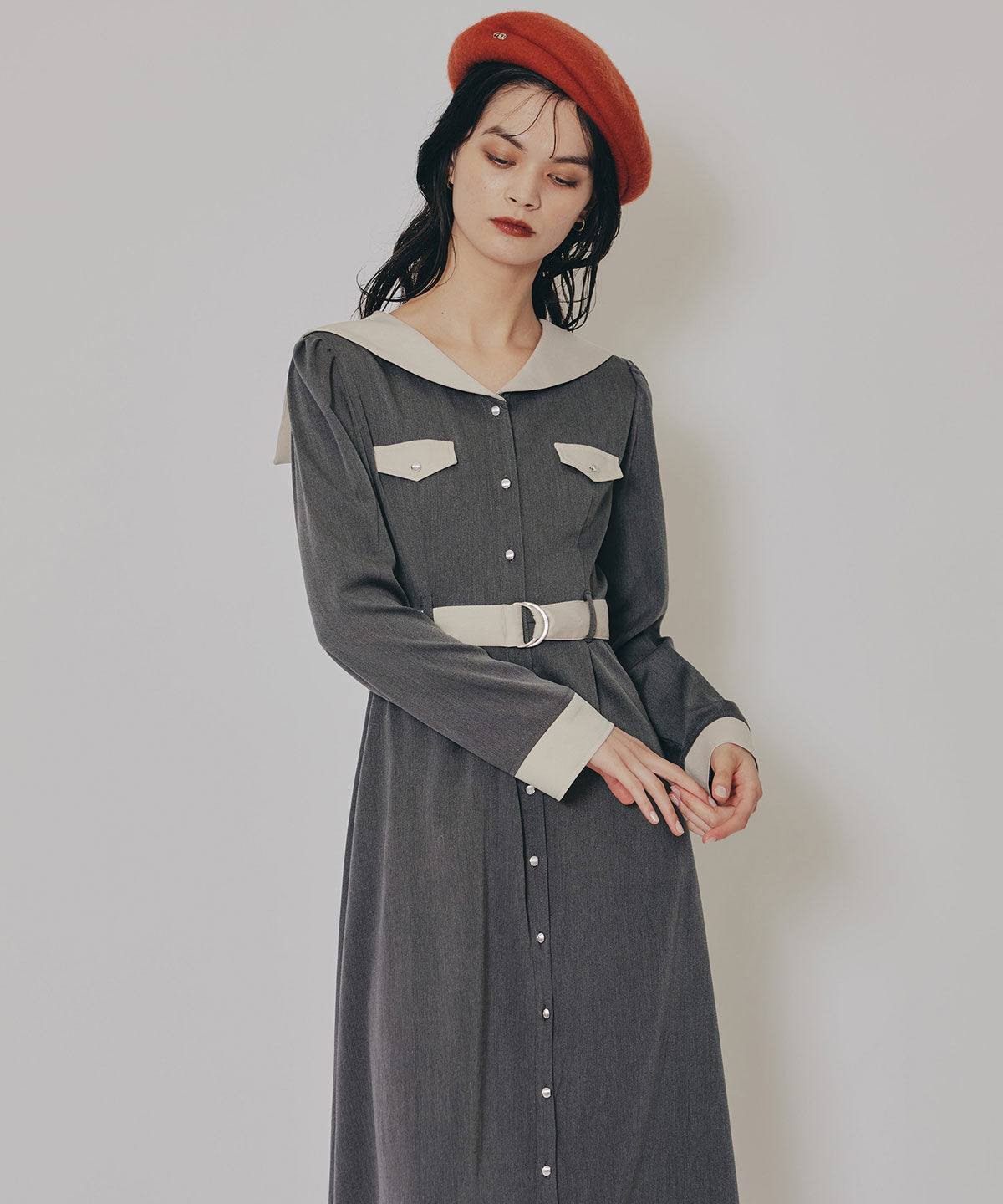 REDYAZEL「BIGセーラーカラーロングワンピース」|ワンピース|