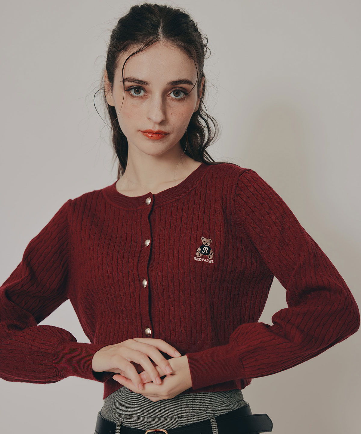 REDYAZEL「Azelyミニケーブルニットカーディガン」|カーディガン|