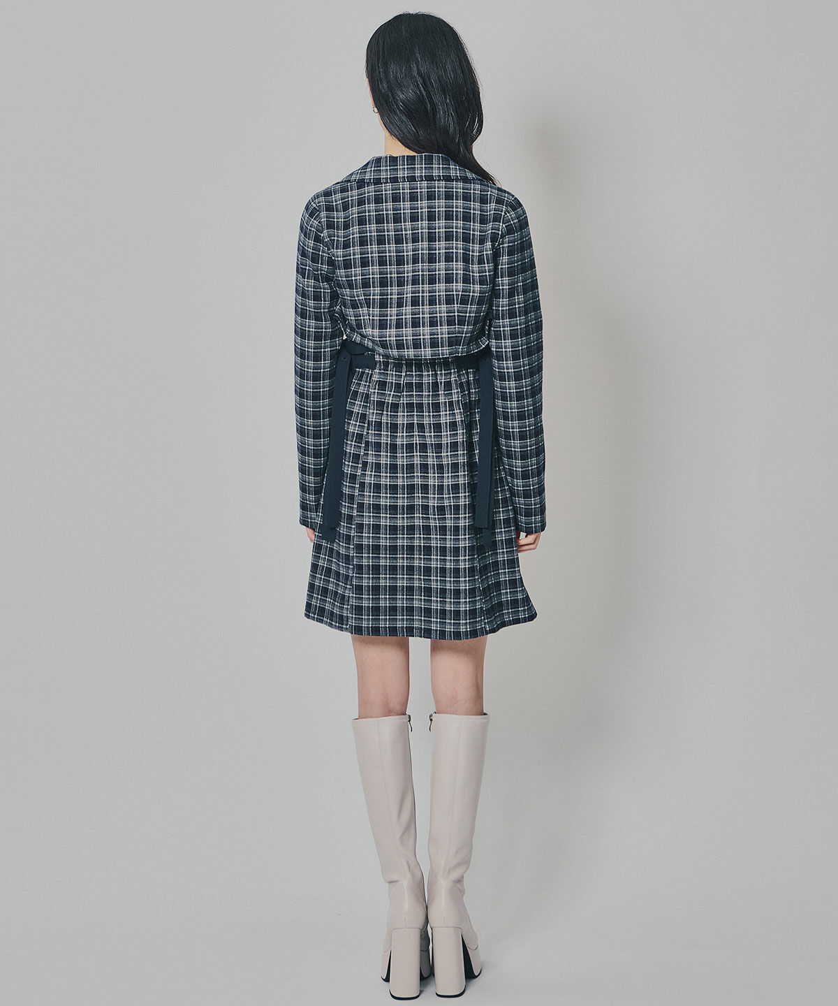 REDYAZEL「チェックショートジャケット&times;Wベルトワンピースセットアップ」|ワンピース|