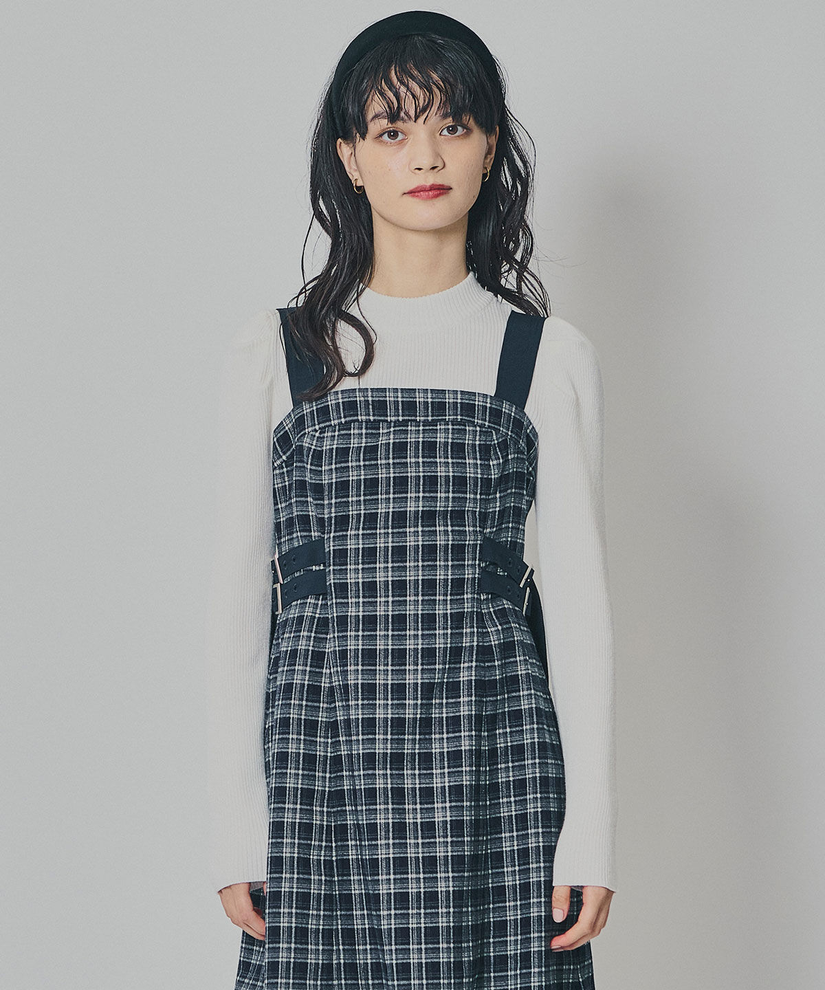 REDYAZEL「チェックショートジャケット&times;Wベルトワンピースセットアップ」|ワンピース|