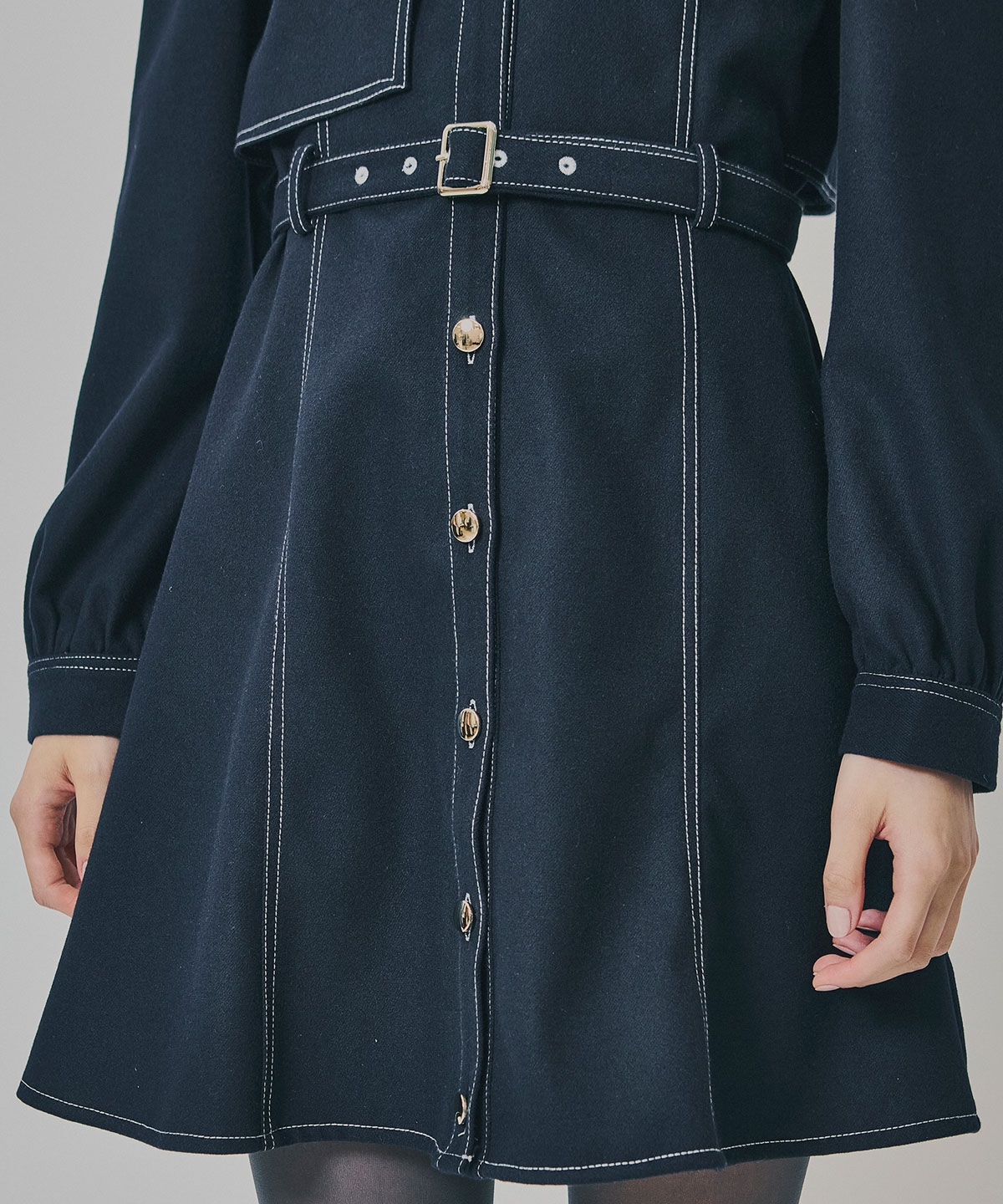 REDYAZEL「バイカラーステッチラインミニワンピース」|ワンピース|