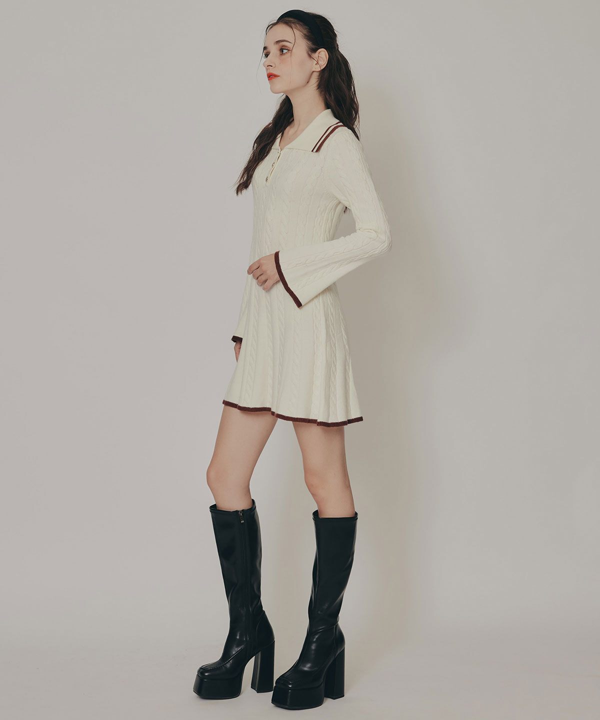 REDYAZEL「ラインケーブルミニニットワンピース」|ワンピース|