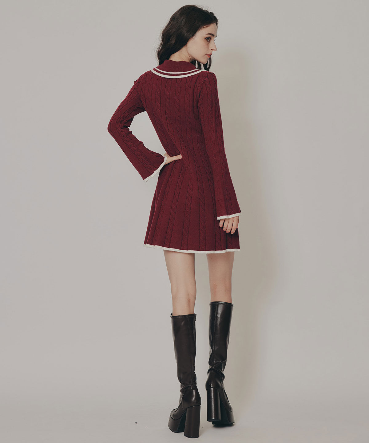 REDYAZEL「ラインケーブルミニニットワンピース」|ワンピース|