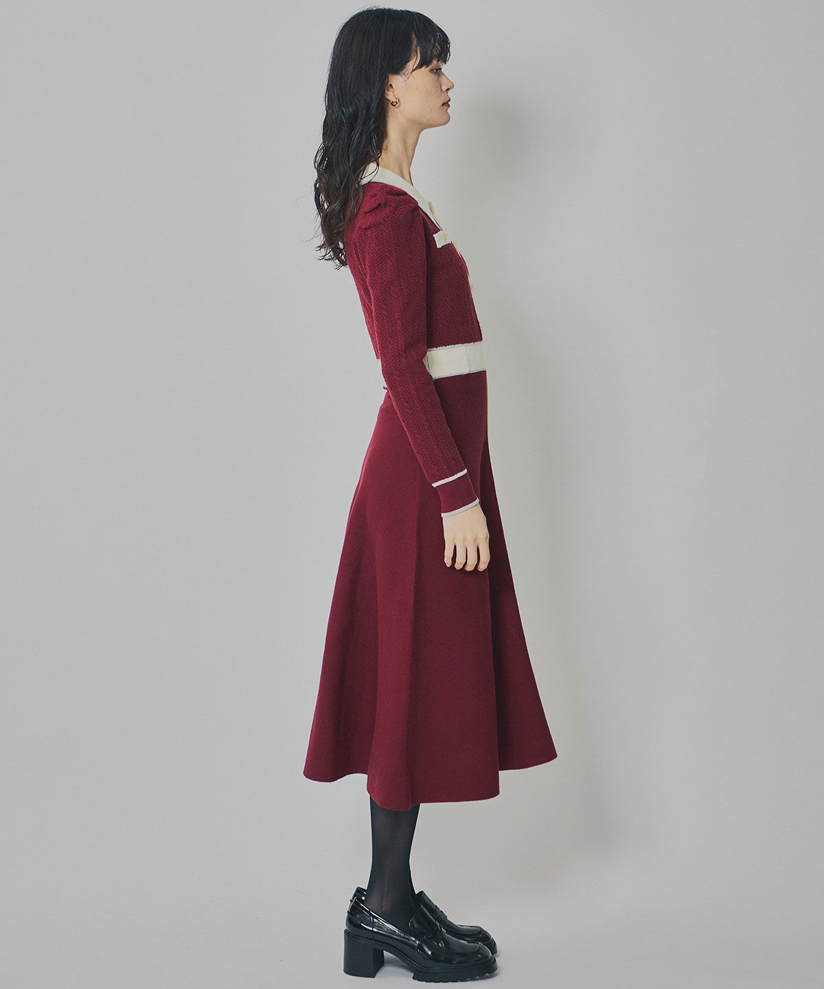 REDYAZEL「マルチケーブルバイカラーニットワンピース」|ワンピース|