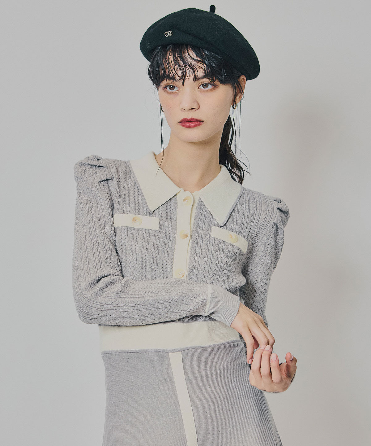 REDYAZEL「マルチケーブルバイカラーニットワンピース」|ワンピース|