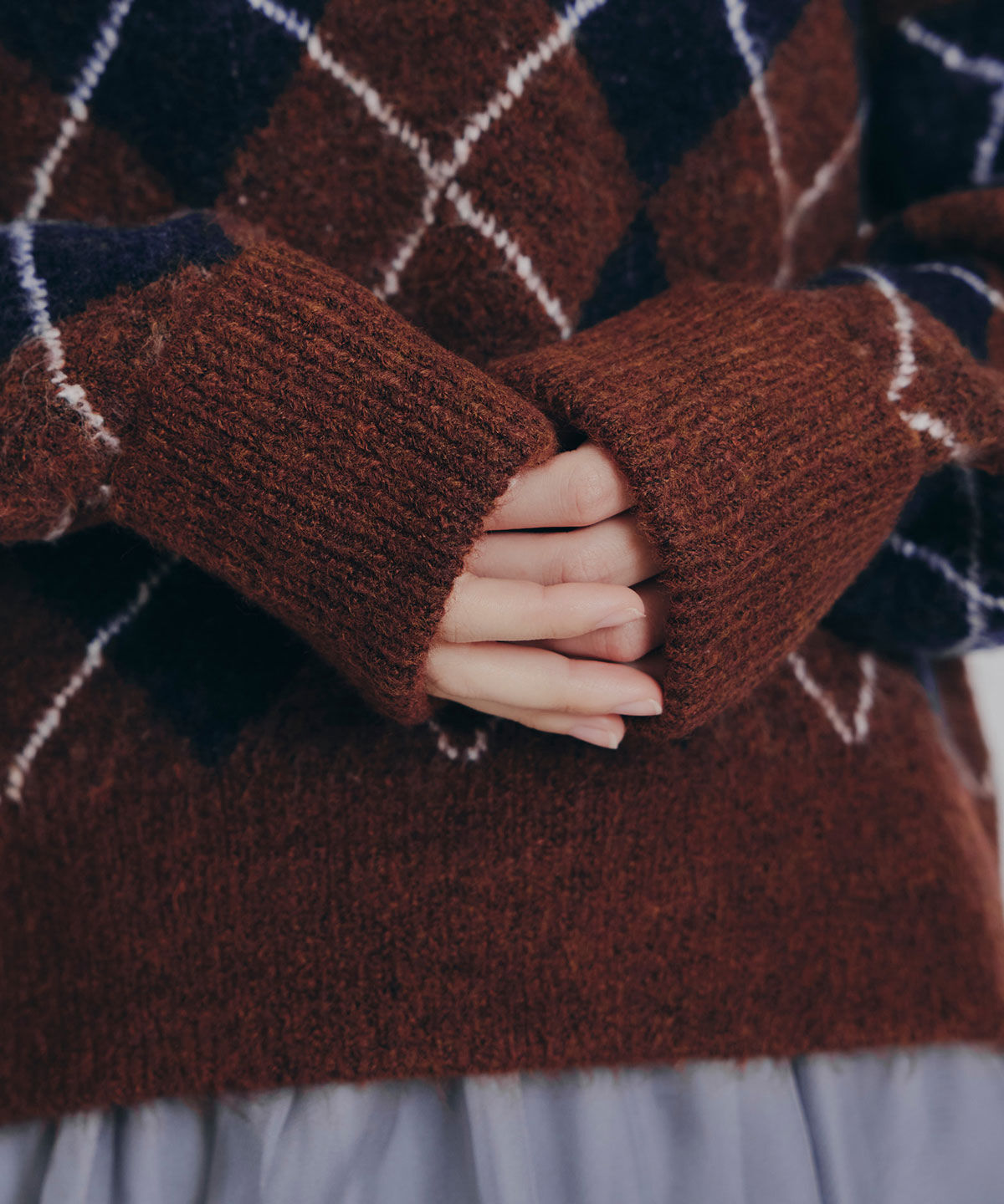 REDYAZEL「アーガイルVネックニットプルオーバー」|ニット・セーター|