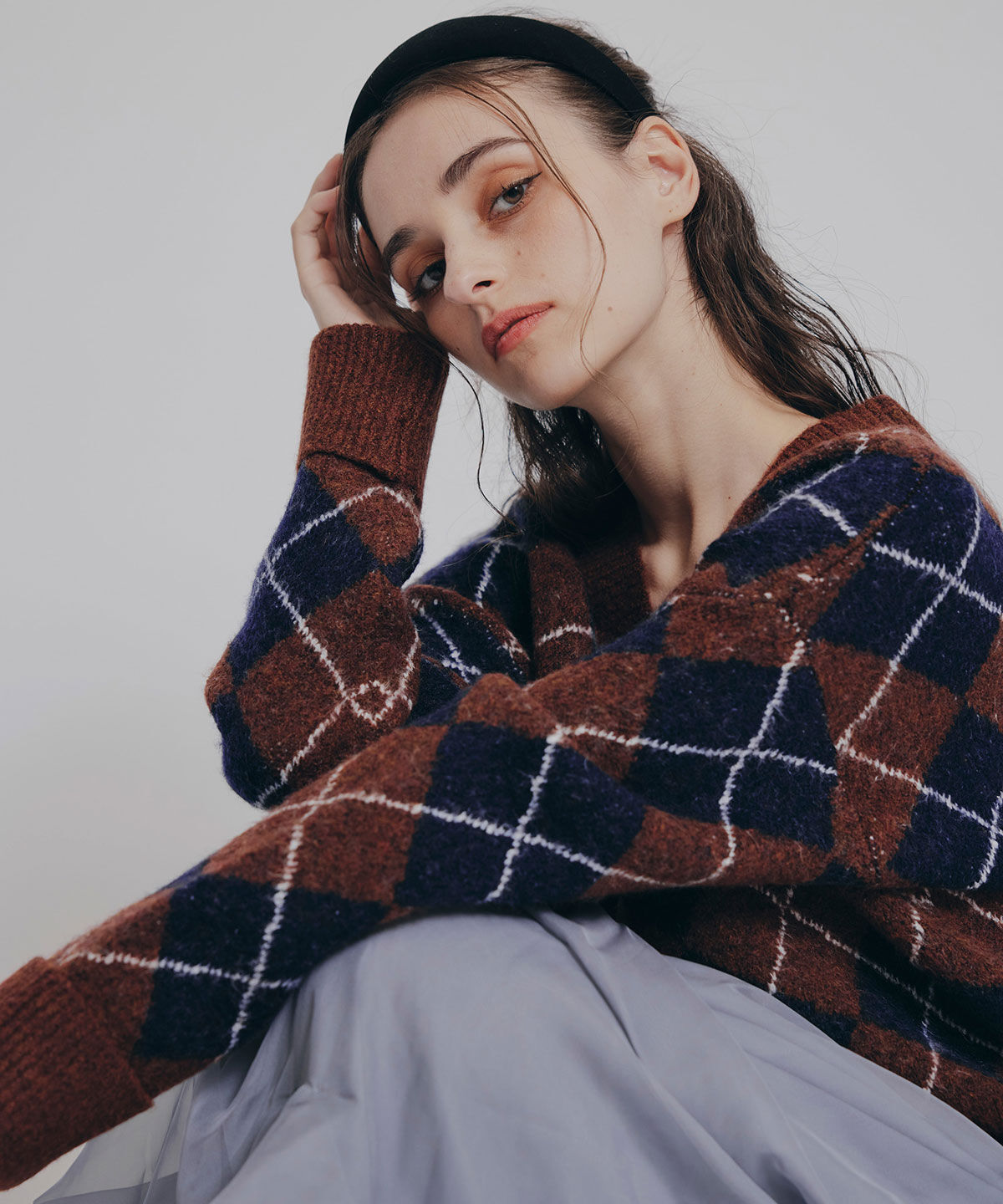 REDYAZEL「アーガイルVネックニットプルオーバー」|ニット・セーター|