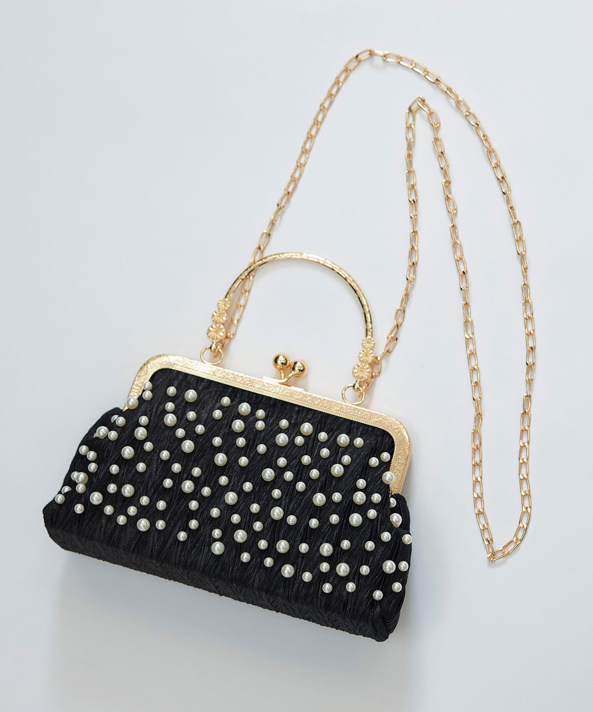 REDYAZEL「パールエンブロイダリー2WAYハンドバッグ」|ショルダー・メッセンジャー|ブラック