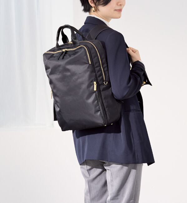 ace.「ace. フィッテム ビジネスリュック エキスパンド機能 レディースビジネス A4 / 14.0インチPC収納 68684」|リュック|ブラック