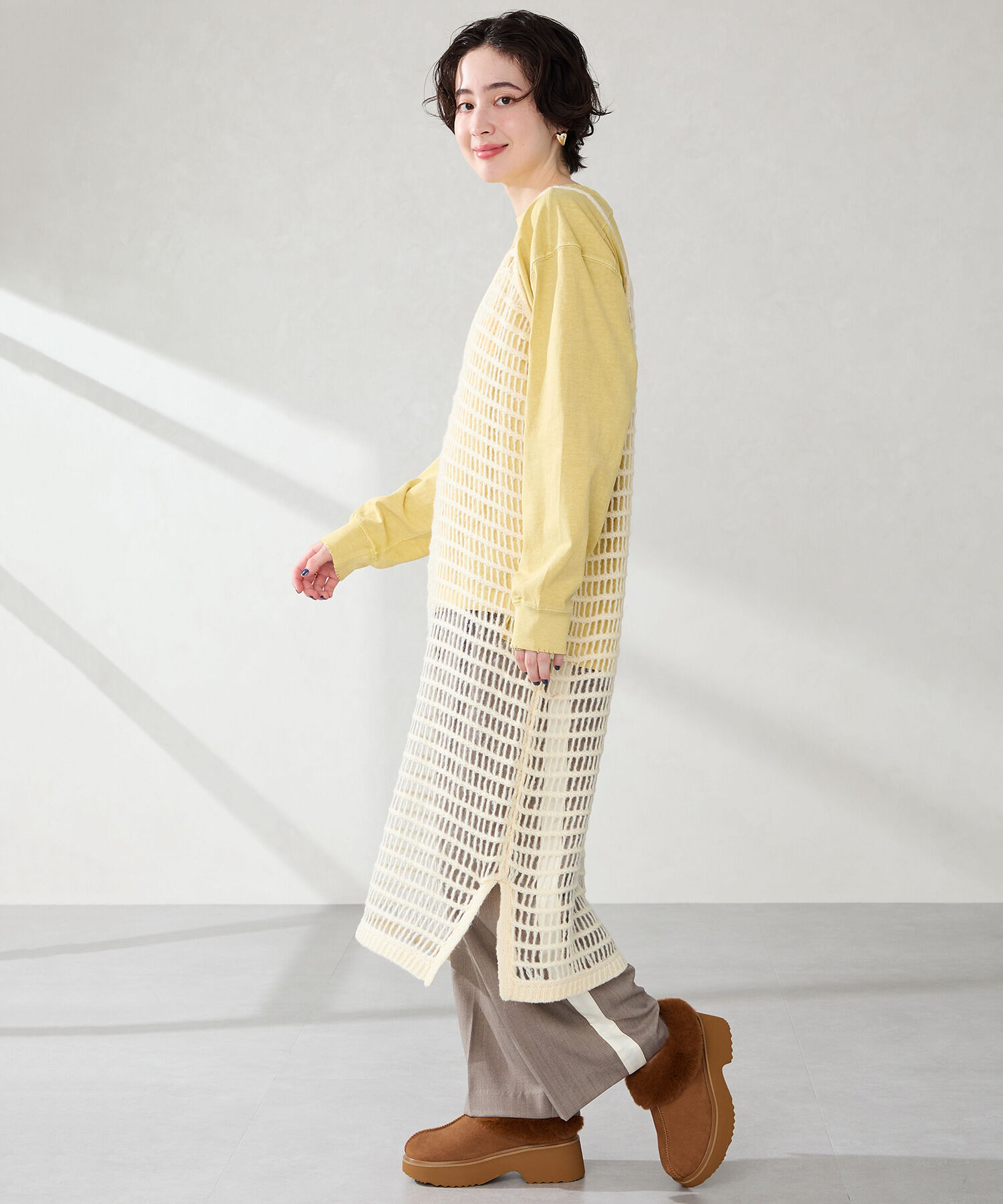 ORiental TRaffic「【 厚底 ・ 美脚 】 ムートン サボ /51325 ファー レオパード 防寒 」|サンダル|