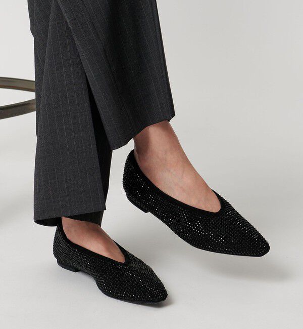 UNITED ARROWS「ラインストーン フラットシューズ」|パンプス|BLACK