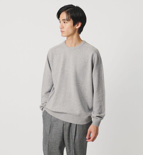 UNITED ARROWS「ウール カシミヤ ミドルゲージ クルーネック ニット」|ニット・セーター|LT.GRAY