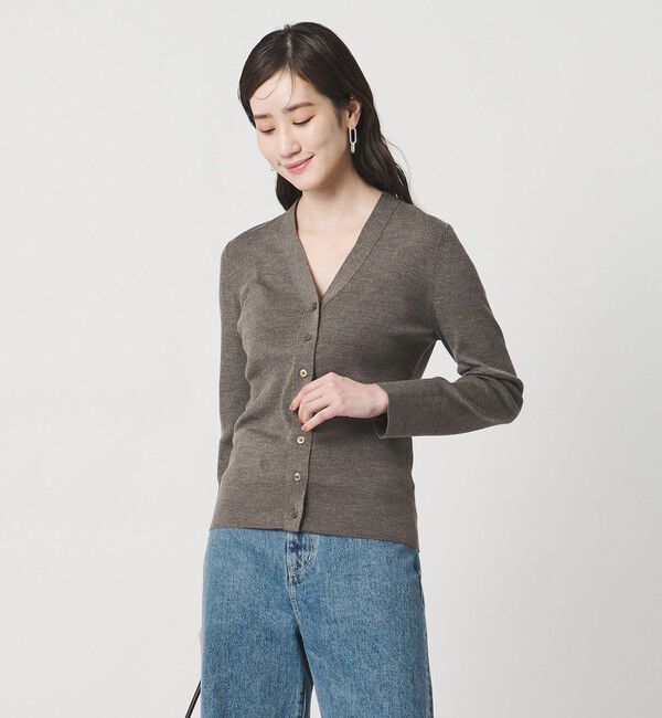 UNITED ARROWS「18G ウール リブ カーディガン」|カーディガン|