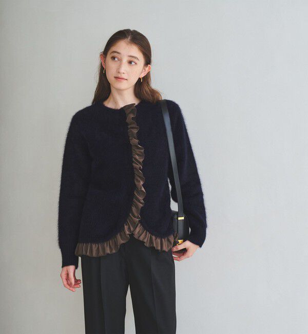 UNITED ARROWS「フォックスカシミヤ フリルコンビ カーディガン」|カーディガン|