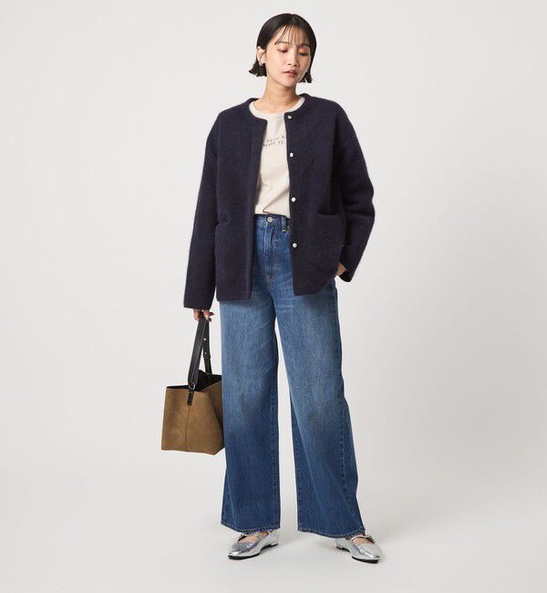 UNITED ARROWS green label relaxing「［size SHORTあり］FOXブレンド セッケツ ノーカラー カーディガン」|カーディガン|