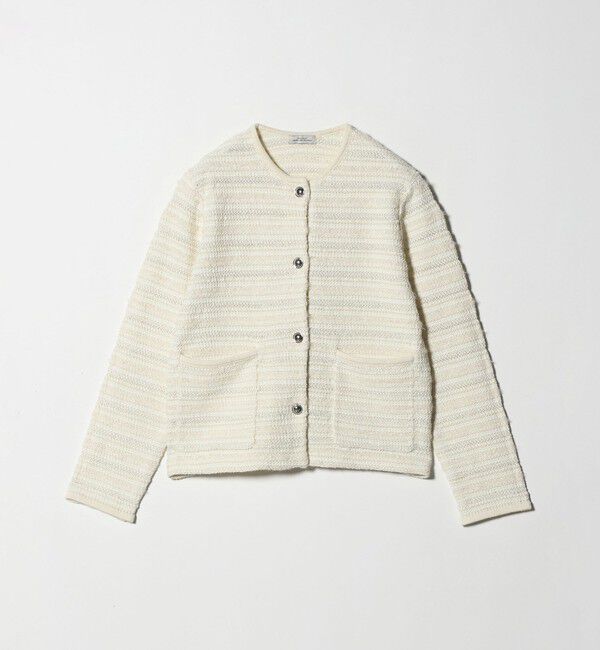 UNITED ARROWS green label relaxing「ミックスツイードライク ノーカラー ニット カーディガン」|カーディガン|