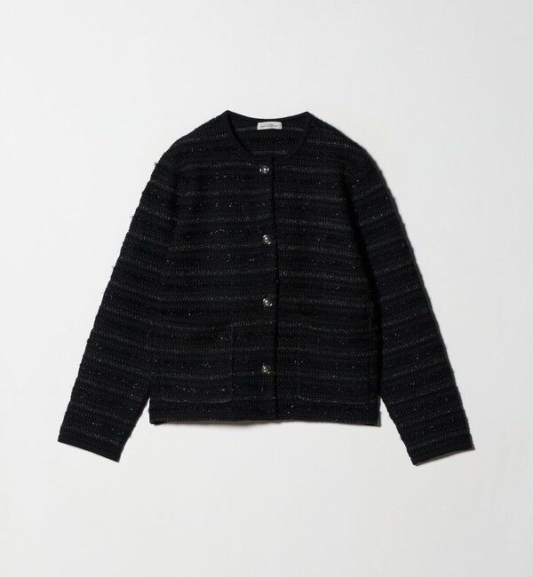 UNITED ARROWS green label relaxing「ミックスツイードライク ノーカラー ニット カーディガン」|カーディガン|