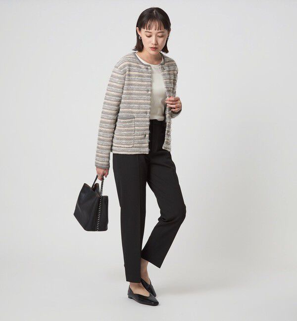 UNITED ARROWS green label relaxing「ミックスツイードライク ノーカラー ニット カーディガン」|カーディガン|