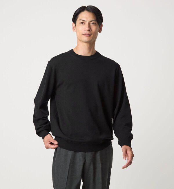 UNITED ARROWS green label relaxing「Super 120's ハイゲージ クルーネック ニット」|ニット・セーター|BLACK