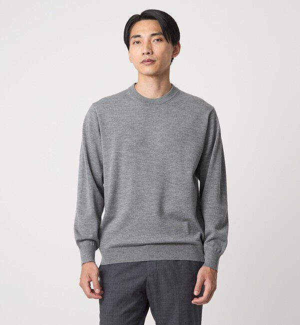 UNITED ARROWS green label relaxing「Super 120's ハイゲージ クルーネック ニット」|ニット・セーター|MD.GRAY