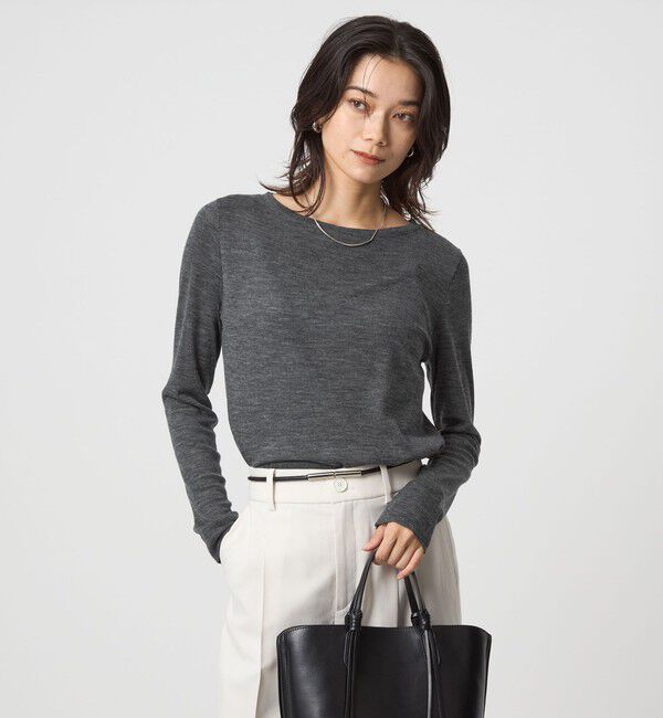 UNITED ARROWS green label relaxing「ウール フライス クルーネック カットソー  ウォッシャブル」|Tシャツ・カットソー|DK.GRAY