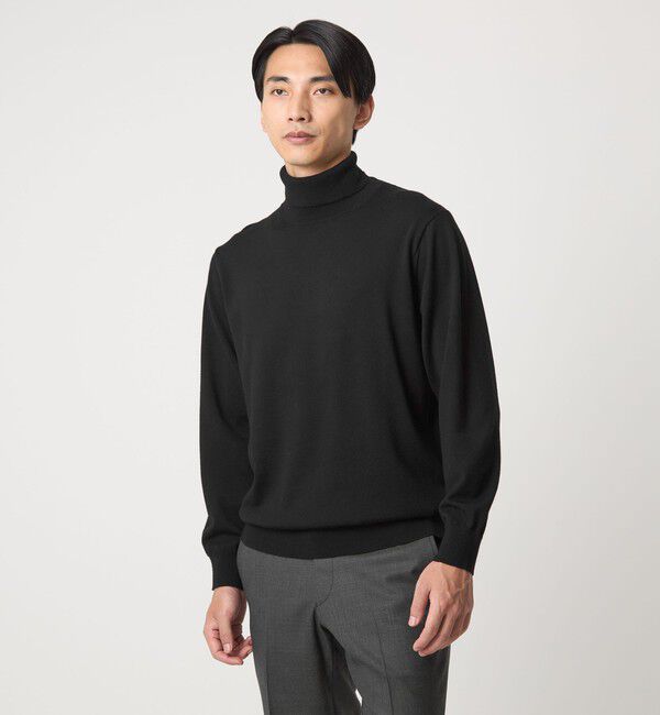UNITED ARROWS green label relaxing「Super 120&rsquo;s ハイゲージ タートルネック ニット」|ニット・セーター|BLACK