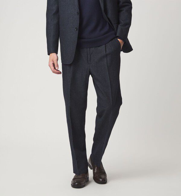 UNITED ARROWS green label relaxing「DC W/LI デニムライク ワイド 1プリーツ イージーパンツ」|スラックス|NAVY