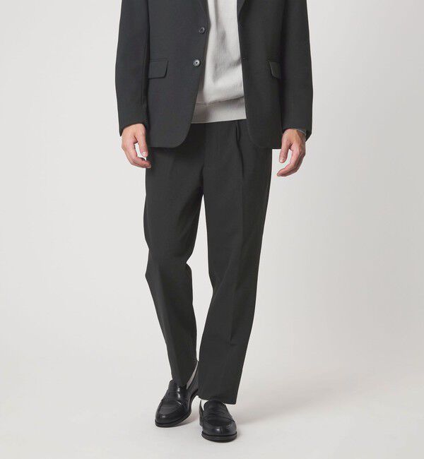 UNITED ARROWS green label relaxing「A+ ジャージツイル リラックス イージー 1プリーツ スラックス -ウォッシャブル・ストレッチ-」|スラックス|BLACK