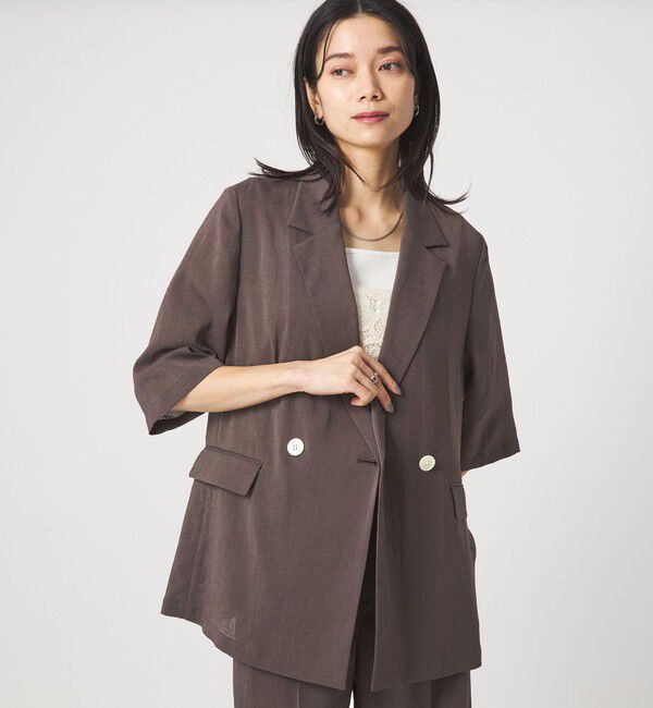 UNITED ARROWS green label relaxing「【結論シリーズ】シアーエアミドルスリーブジャケット［size SHORTあり］」|テーラードジャケット|DK.BROWN