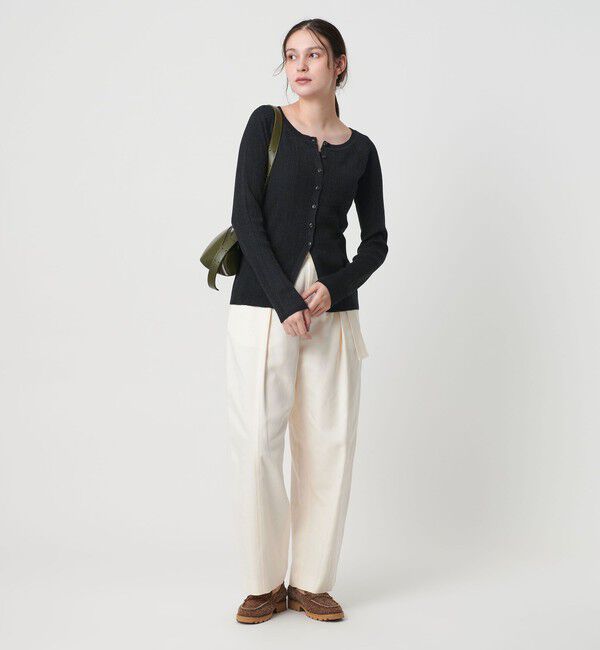 BEAUTY&YOUTH UNITED ARROWS「ポリエステルブレンド メランジリブ カーディガン ウォッシャブル」|カーディガン|