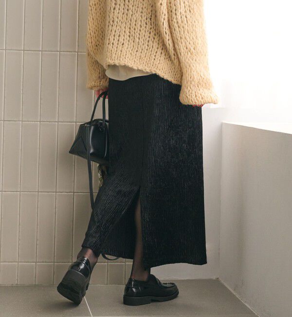 BEAUTY&YOUTH UNITED ARROWS「ベロアプリーツ タイトスカート ウォッシャブル」|タイト|
