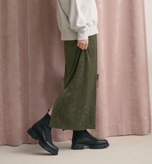 BEAUTY&YOUTH UNITED ARROWS「ベロアプリーツ タイトスカート ウォッシャブル」|タイト|OLIVE