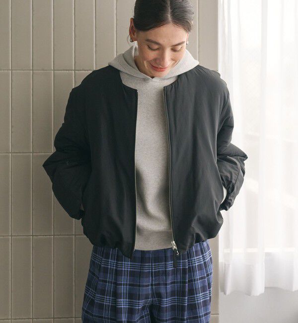 BEAUTY&YOUTH UNITED ARROWS「ポリエステルブレンド ノーカラーバルーンジップブルゾン」|ブルゾン・スタジャン|