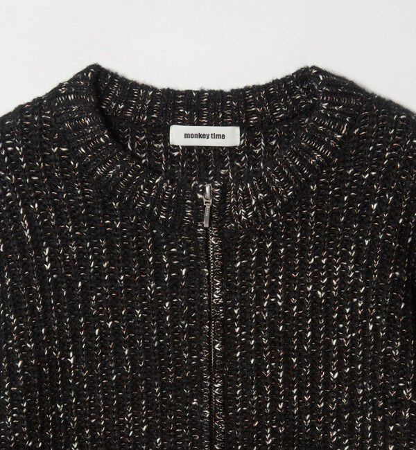 MONKEY TIME「スラブ クルーネック ジップ カーディガン」|カーディガン|