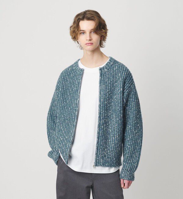 MONKEY TIME「スラブ クルーネック ジップ カーディガン」|カーディガン|